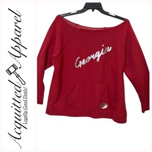 J. America Georgia DAWGS Wide Neck Short Red Sweatshirt 18/20